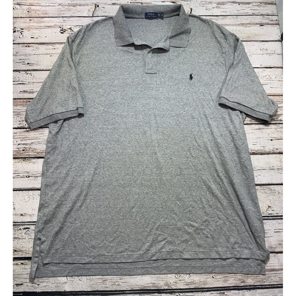 Polo Ralph Lauren Men's 4XLT Gray Short Sleeve Polo Shirt 100% Cotton
